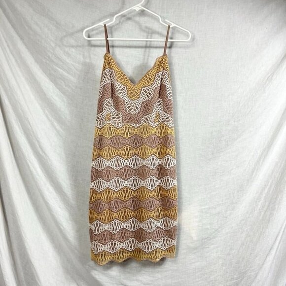 Storia Lace Slip Dress Womens M Open Back Above Knee Adjustable Straps V-neck - Picture 2 of 16